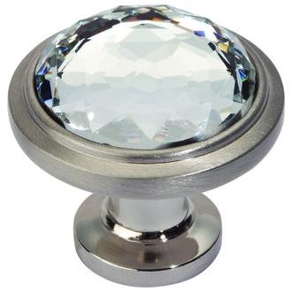 Atlas Homewares 343-BRN Crystal Round Cabinet Knob in Brushed Nickel